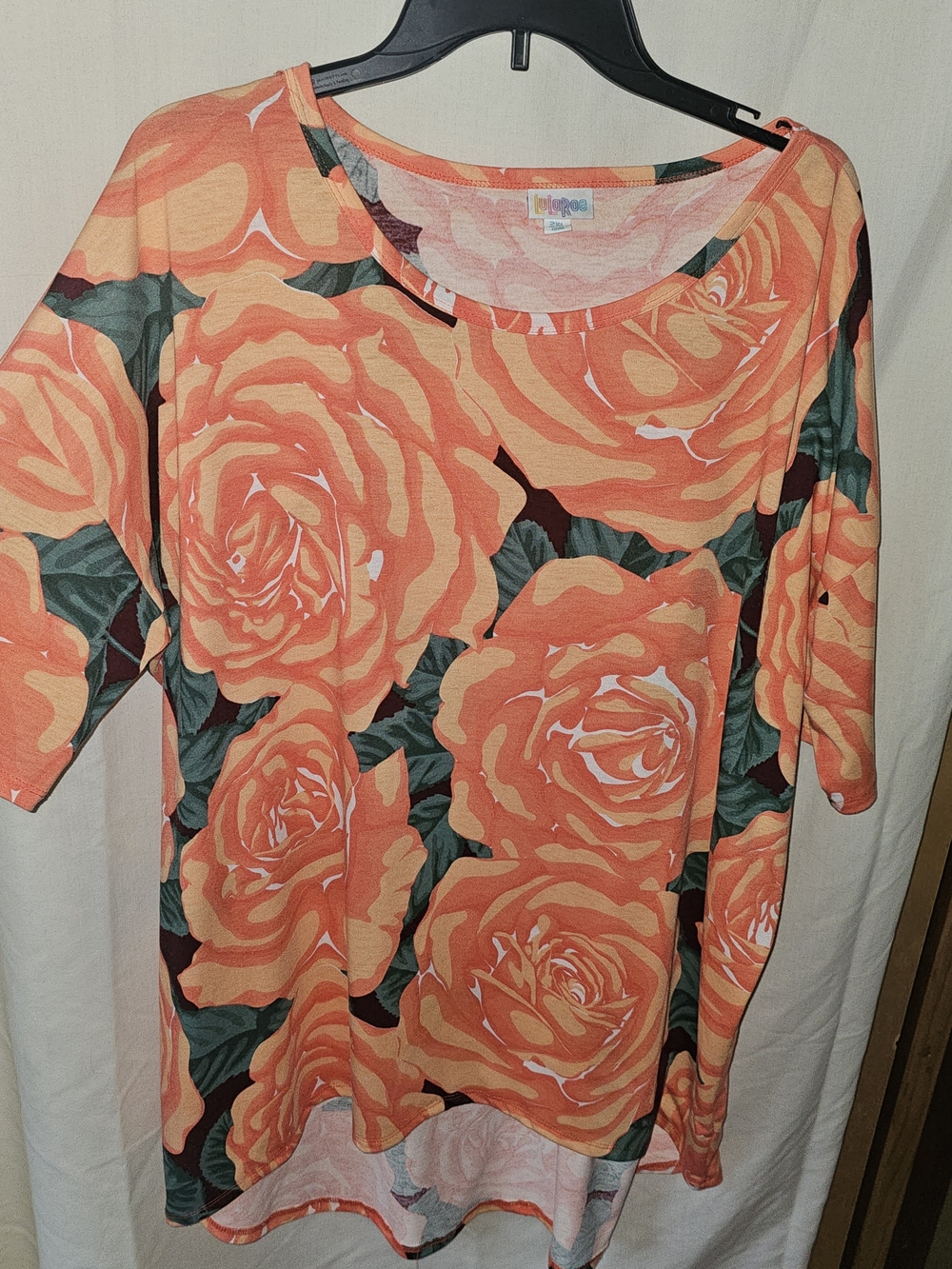 LuLaRoe Orange Floral Scoop Neck Women's Top